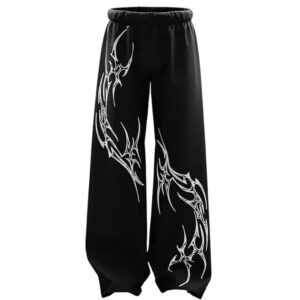 Tribal Print Oversized Fit Baggy Streetwear Gym Wear with Elastic Waist - Relaxed Fit