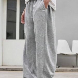 Relaxed Fit Track Straight Fits – High Waist Pants with Pockets for Sporty & Casual Look