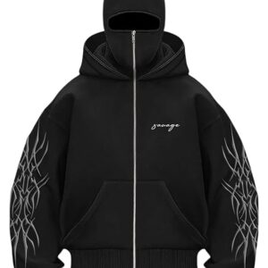 Ninja Balaclava Zipper Hoodie Zipper Jacket for Men Winterwear Jackets for Men